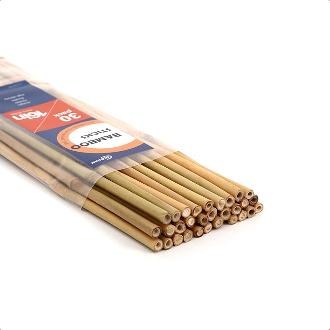 Bamboo Sticks 16 Inch Plant Stakes Garden Stakes for Indoor Potted Climbing Plants Poles Support Orchid Daffodils 30 Pack