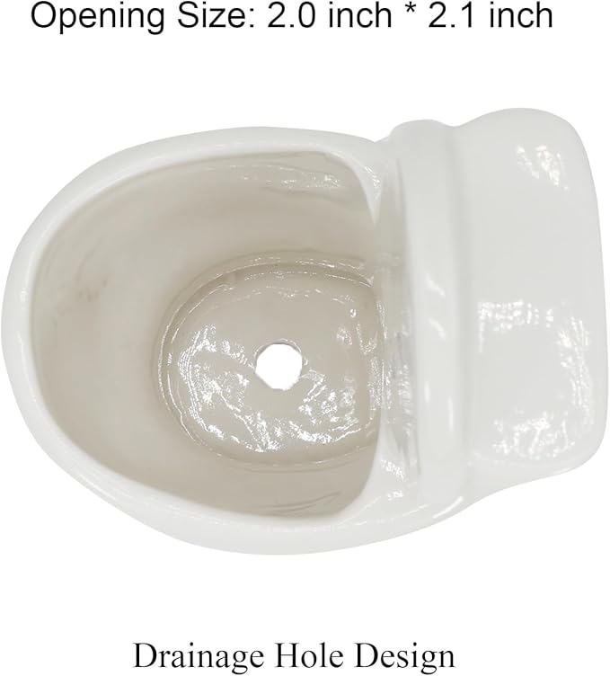 Cute Toilet Bowl Succulent Planter Pot with Drainage Tray, White Ceramic Cactus Flower Container, Small Funny Indoor Air Plants Holder