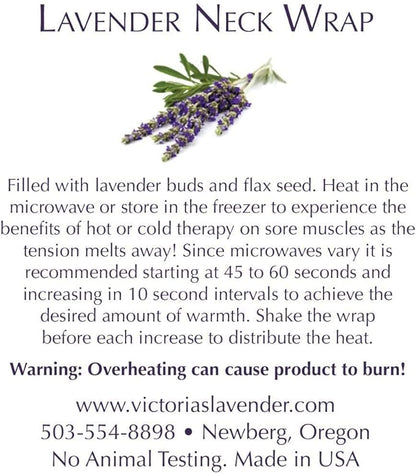Victoria's Lavender Microwavable Neck Heating Pad – Extra Long Aromatherapy Wrap for Men & Women, Buds of Lavender Neck Wrap with Flax Seeds, Heated Neck Wrap, Relaxing Spa Gift Set Idea, Made in USA