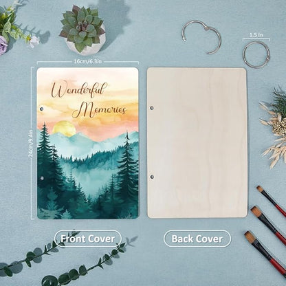 SUPERDANT Wonderful Memories Greeting Card Holder Organizer Wooden Card Keeper Binder Planning Book Sunset Mountain Birthday Cards Keeper Photo Album Graduation Wedding Planner Journal Keepsake Gift