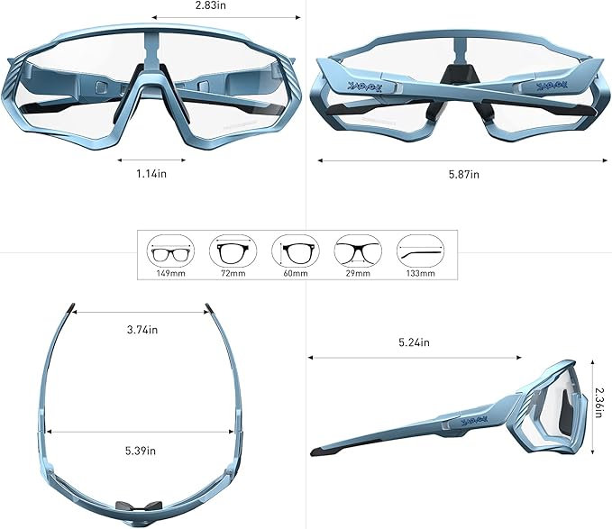 KAPVOE Photochromic Cycling Glasses Men Women Mountain Bike Sunglasses Clear MTB Bicycle Riding - K9408