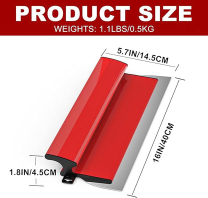 16 Inch Drywall Skimming Blade, Replaceable 0.38mm Stainless Steel Blade, Drywall Trowel for Gyprock, Drywall and Wall-Boardrd, Ergonomically Designed Grip