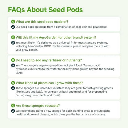 60 Pack Pods Replacement, Hydroponic Grow Sponges Rapid Rooting Seed Starter Sponges Compatible with Aerogarden,IDOO, Models & Indoor Hydroponic Systems