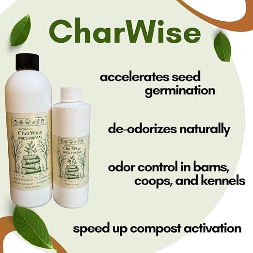 VermisTerra CharWise - 8 oz Wood Vinegar Biostimulant - Seed Germination, Enriches Soil, Growth Enhancer, Combats Odor, Animal Care - pyroligneous Acid, Natural byproduct of biochar