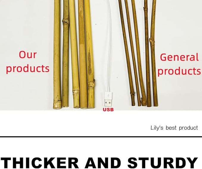 50 Pack 5ft Bamboo Plant Stakes for Wood Garden Sticks，Wooden Plant Supports，Bamboos，Bamboo Trellis，Crafts, More Size Choices 8"/12"/16"//2'/3'/4'/5'/6'
