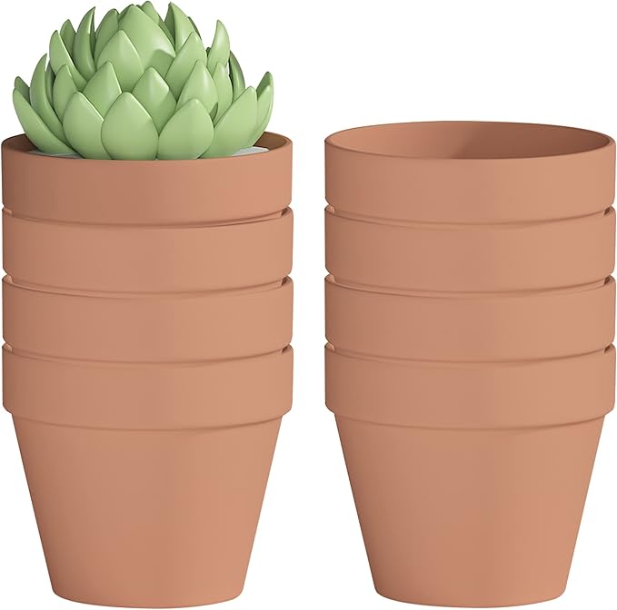 Fcacti Terra Cotta Pots with Drainage Hole - 8 Pack 4.6 Inch Clay Pot Ceramic Pottery Planter Cactus Flower Pots Succulent Pot, Great for indoorourdoor Plants, Crafts and Wedding Favor