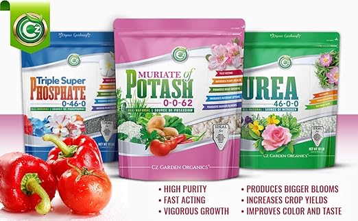 Muriate of Potash 0-0-62 Fertilizer Made in USA - MOP Potassium Plant Food for Indoor/Outdoor Plants, Flower Gardens, Fruit and Vegetable Gardens, Holistic Herbs, Trees and Green Lawns!