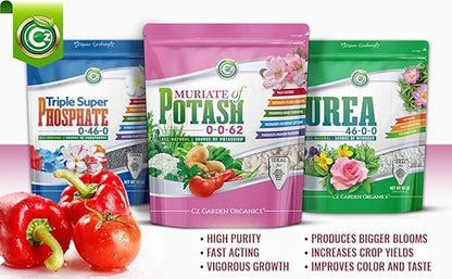 Muriate of Potash 0-0-62 Fertilizer Made in USA - MOP Potassium Plant Food for Indoor/Outdoor Plants, Flower Gardens, Fruit and Vegetable Gardens, Holistic Herbs, Trees and Green Lawns!