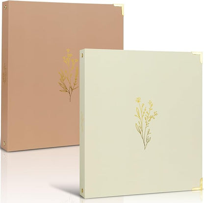 Aesthetic 3 Ring Binder Set of 2 - Sturdy 1 Inch Binder Fits Letter Sized Paper - A Cute Three Ring Holder for Women or Men with Pocket Easily Organizes Your Paperwork for School, Office or Work