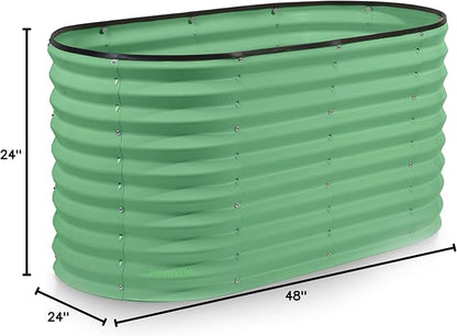 Plant & Plot Galvanized Raised Garden Beds Outdoor // 4×2×2 ft Planter Raised Beds for Gardening, Vegetables, Flowers // Large Metal Garden Box (Light Green) // Patented Tool-Free Design