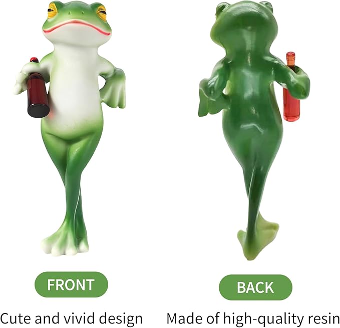 HPMAISON Miniature Frog Figurines Plant Decorations for Pots Resin Garden Frog Statue Cute Planter Hugger for Pot Fish Tank Mini Outdoor Yard Patio Fairy Garden Statue Desk Ornament 2.4X 5.1x1.6 in