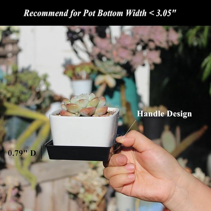 BangQiao 16 Pack 3.20 Inch Plastic Square Plant Pot Saucer Tray for Indoor and Outdoor Plants, Black