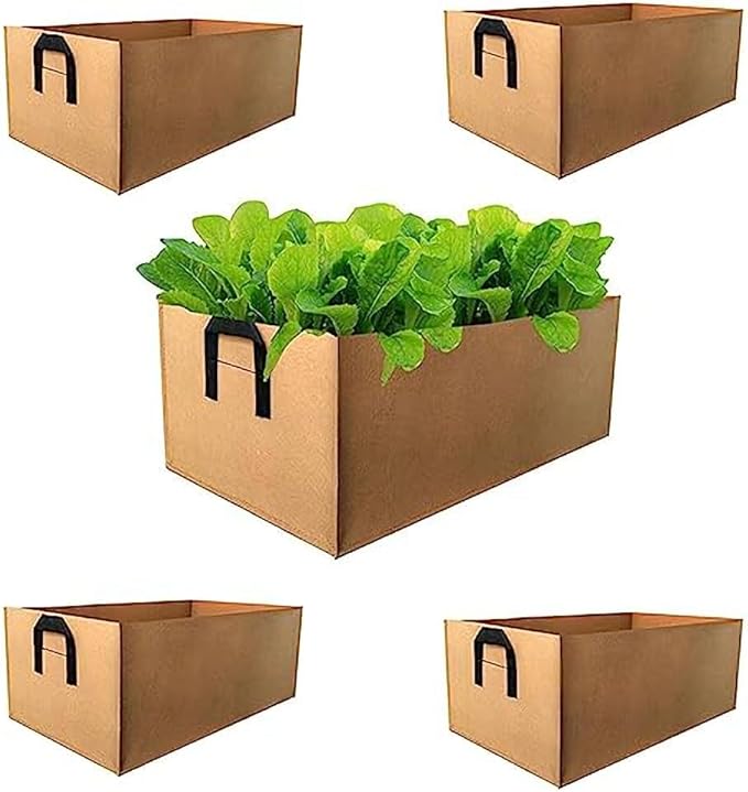 Ulalaza 5PCS Potato Grow Bags with Flap Plant Grow Bags Fabric Multi Ribbon Potato Bag Tomato Vegetable Growth Non-Woven Felt Planting Bag Transparent