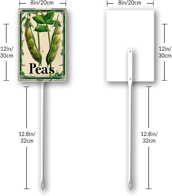 Uptell Vegetable Garden Peas Yard Sign Label With Stake Plant Markers For Outdoor Plants Waterproof 8x12inch Nursery Garden Outdoor Sign