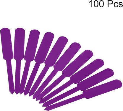 PATIKIL Plant Labels, 100Pcs PP Rectangle Marker Tags for Outdoor Indoor Garden, Purple