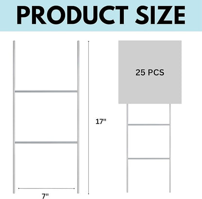 Tacmaster Wire Metal Yard and Sign H Stakes – Durable Blank Lawn Sign Posts for 4mm Corrugated Panels, Real Estate Signs, Waterproof and Wind Resistant, Ideal for Outdoor Use, 17"x7" – 25 Pack