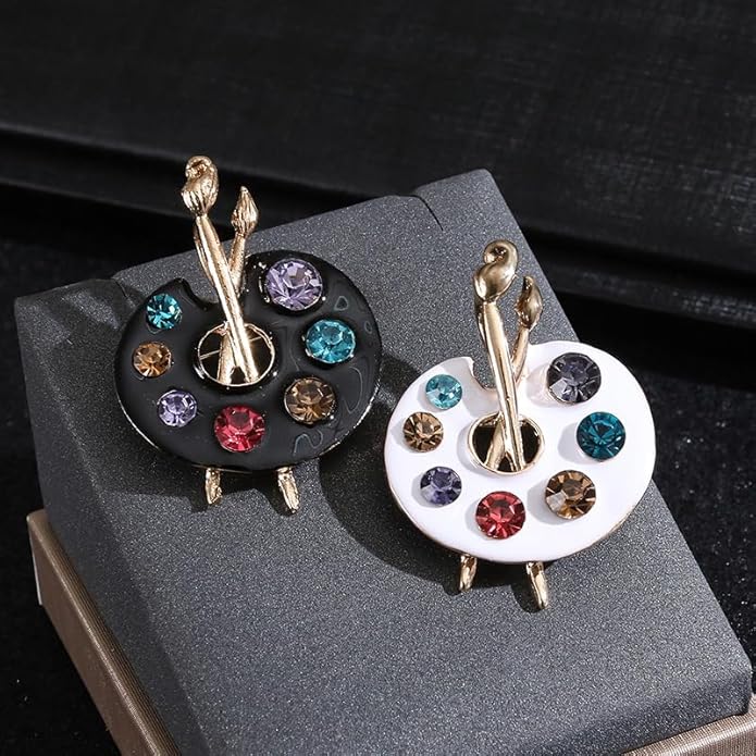 ONLYJUMP Painter Palette Brooch Pin for Women Girls Dainty Colorful Paint Palette Brush Artist Painter Lapel Pin Gift Jewelry Art Teacher Hat Bag Suit Tie Birthday Xmas Badges Painting Lovers Jewelry Gift
