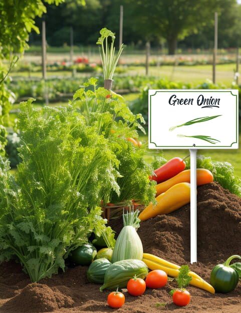 Boylee Green Onion Garden Signs 8x12inch Aluminum Yard Signs With Stake
