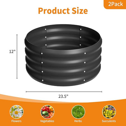 2-Pack 2x1ft Galvanized Raised Garden Bed, Outdoor Planter Bed, Metal Planter Box for Gardening and Planting,Black