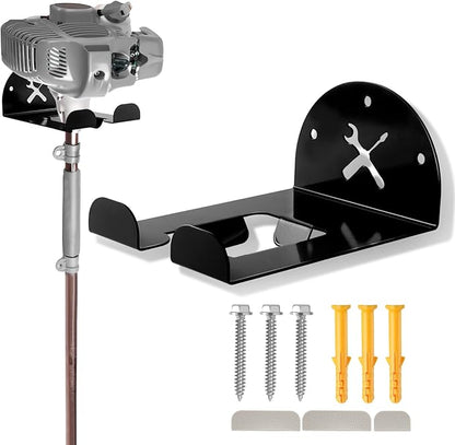 Upgraded Trimmer Rack Wall Mount - 8" Heavy Duty Weed Eater Hanger for Garage Wall Bracket, Garden Power Tool Holder Organizer Hooks for Grass Trimmer, Hedge Trimmer, Leaf Blower and Chainsaw, Black