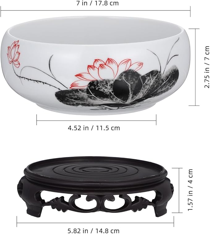 YARNOW Ceramic Lotus Bowl Cactus Bowl Planter Ceramic Water Lily with Stand for Home Office Garden