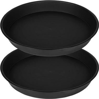 2 Pack of 10 inch Plant Saucer Gray, Heavy Duty Plastic Plant Saucer 10 inch Round, Durable Plant Tray for Pots, Plant Saucers for Indoors, Plant Trays for Planter 9"/10" (10", Black)