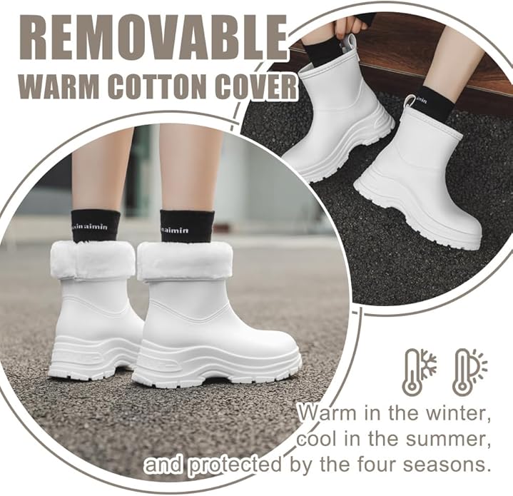 Women's Waterproof Chelsea Ankle Rain Boots, Slip-On Style, Outdoor Weather Protection