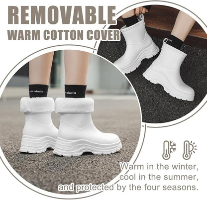 Women's Waterproof Chelsea Ankle Rain Boots, Slip-On Style, Outdoor Weather Protection
