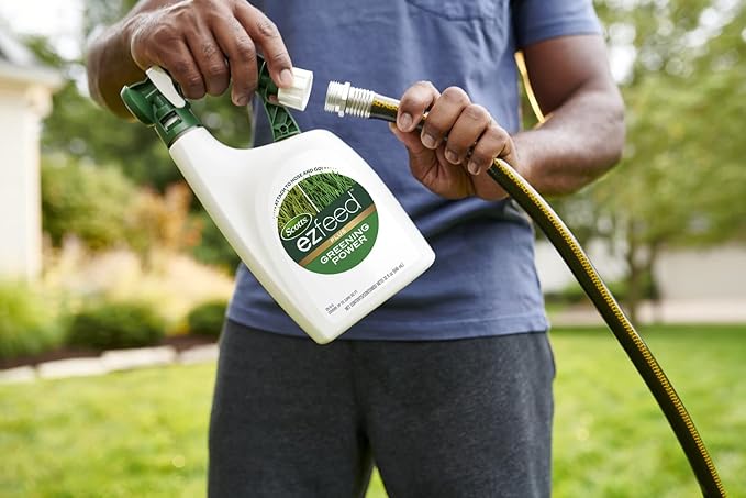 Scotts EZ Feed Plus Greening Power: 2,000 sq. ft., Works Quickly, Fertilizer for Green Lawns, Use on All Grass Types, 32 oz.