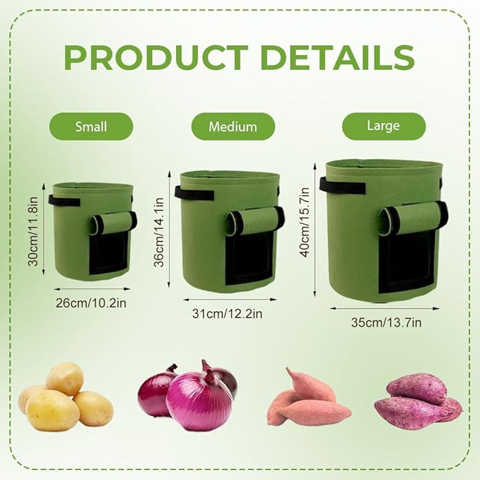 Potato Grow Bags, Thickened 300G Nonwoven Fabric Grow Bags with Handles, Grow Bag for Tomato, Vegetables, and Potatoes, Heavy Duty Planting Pots, Reusable Plant Grow Bags (5pcs Brown, 5 Gallon)