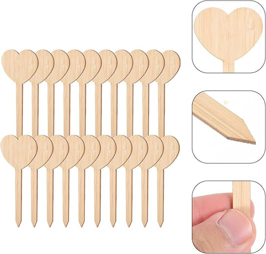 20Pcs Wooden Heart Design Plant Labels Garden Markers for Potted Plants Durable Wooden Tags for Plant Identification and Decoration Indoor and Outdoor Use