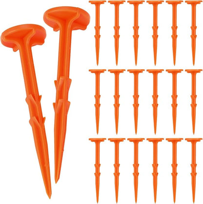 Nuanchu 20 Pcs 5 Inch Low Profile Survey Stakes Hi-vis Garden Property Line Marker Stakes for Lawn Edges, Patios, Gardens, Paver Landscape Fabric Tarps Weed Barriers (Orange,5 x 1.5 Inches)
