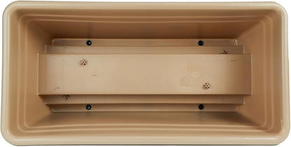 The HC Companies 24 Inch Deck Rail Planter Box with Drainage Plug, Lightweight UV-Resistant Plastic Outdoor Planters for Wood Deck Rail, Flower Box for Garden, Patio, Balcony, and Fence, Sandstone