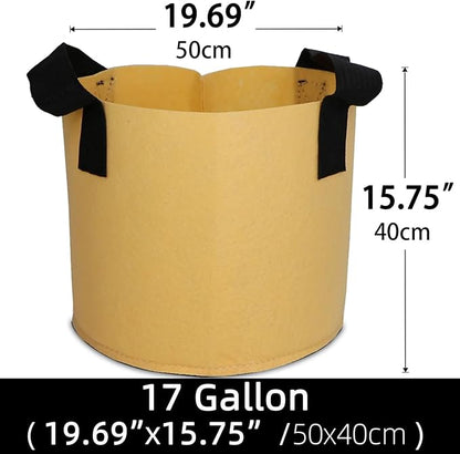 Grow Bags,Growing Pot Bags Garden Grow Bag Indoor Outdoor Fabric Aeration Plant Pot Container Flower Vegetable Pouch (Khaki,17Gallon)