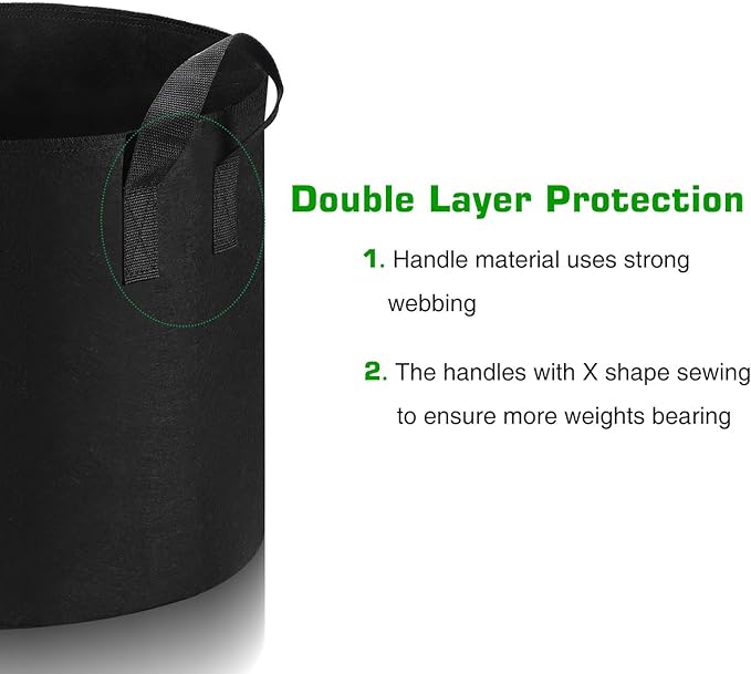 12-Pack 7 Gallon Grow Bags Heavy Duty Thickened Nonwoven Fabric Pots with Durable Handles