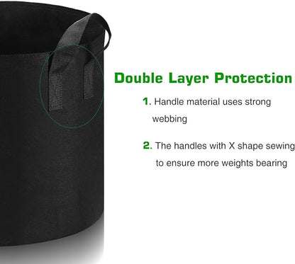 12-Pack 3 Gallon Grow Bags Heavy Duty Thickened Nonwoven Fabric Pots with Durable Handles