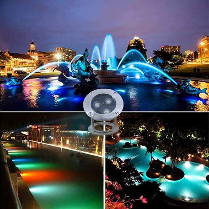 LED Pond Light with Remote Control, 6W Stainless Steel RGB Underwater Fountain Light with 12V Transformer, IP68 Waterproof Outdoor Submersible Landscape Lights for Waterfall Pond, Garden, Courtyard