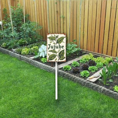 Uptell Vintage Aluminum Jujube Fruit Signs Yard Sign with Stake for Garden Fruit Garden Label Stakes Plant Markers for Outdoor Plants Waterproof 7x8.8 inch