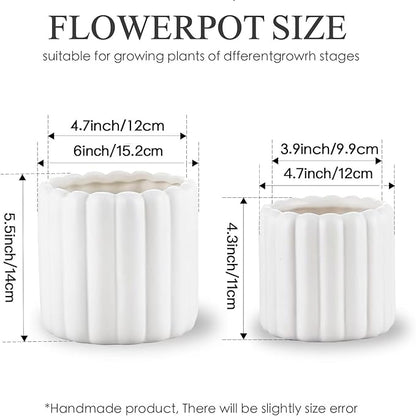 Ceramic Plant Pots,6 inch+4.7 Inch Planter Pot with Drainage Holes,Ceramic Planters for Indoor Plants,Modern Flower Pots for Indoor Outdoor Plants House & Office Décor,Cream White