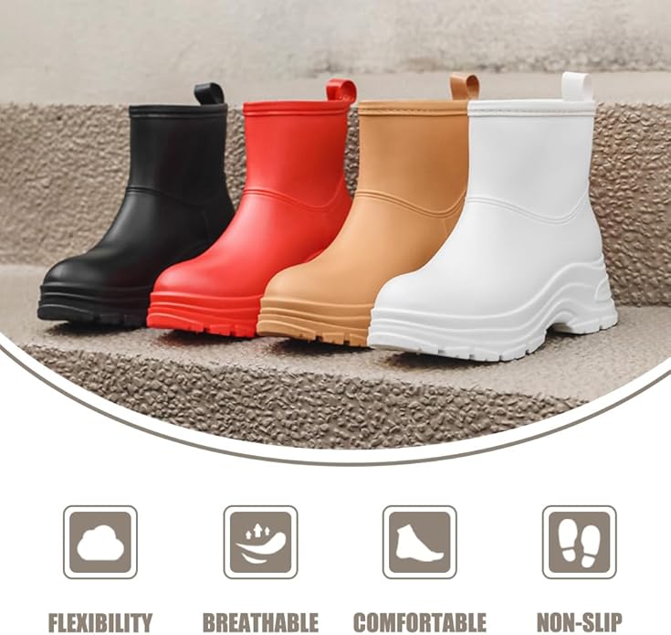 Women's Waterproof Chelsea Ankle Rain Boots, Slip-On Style, Outdoor Weather Protection