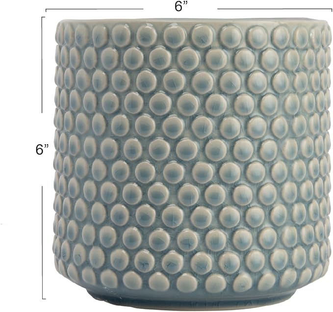 Bloomingville Sky Blue & Cream Stoneware Pot with Crackle Finish