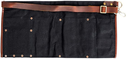 Luchuan Waterproof Waxed Canvas Tool Apron With the Adjustable Genuine Leather Belt (Black)