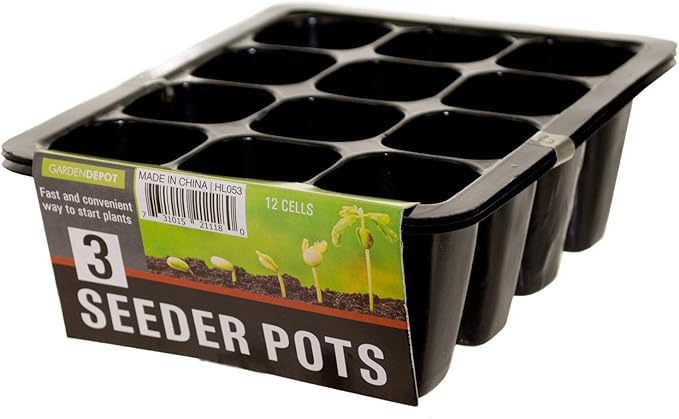 12 Cell Garden Seedling Starter Trays, Seed Germination and Plant Propagation Planting Seeder Pots (18 Trays))