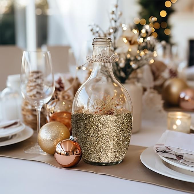 HappyFiller 1.3LB Fine Gold Crushed Glass Sand Broken Pieces Crush Terrarium Stones for Resin Arts,Vase Filler,Candle Holder Small Gravel,DIY Photo Decor or More Crafts Projecting