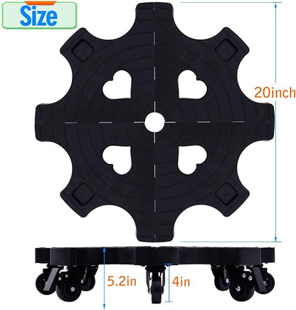 20 Inch Plant Caddy with Wheels Heavy Duty Outdoor,Indoor Rolling Plant Stand with 3inch Casters Black Heart Shaped Plant Dolly Large Potted Planter Cart for Big Flowerpots Plants Pots