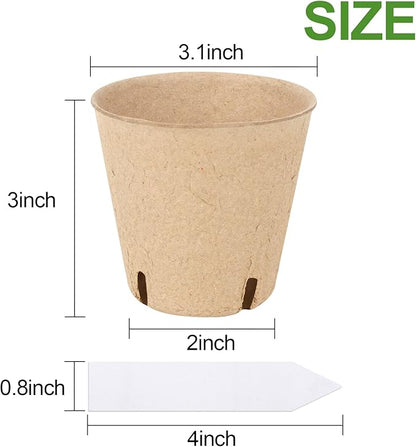 120PCS 3.15 Inch Peat Pots for Seedling, Outdoor Garden Germination Nursery Peat Pots Plants with Bonus 20 Plant Labels