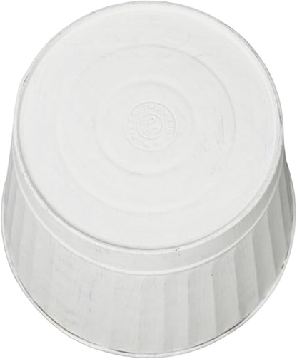 Hosley Metal Planters Pack of 2, Ideal Farmhouse Decor for Floral Arrangements Weddings, Gift Special Events Parties Outdoor Planters White wash 7" Dia x 6" H
