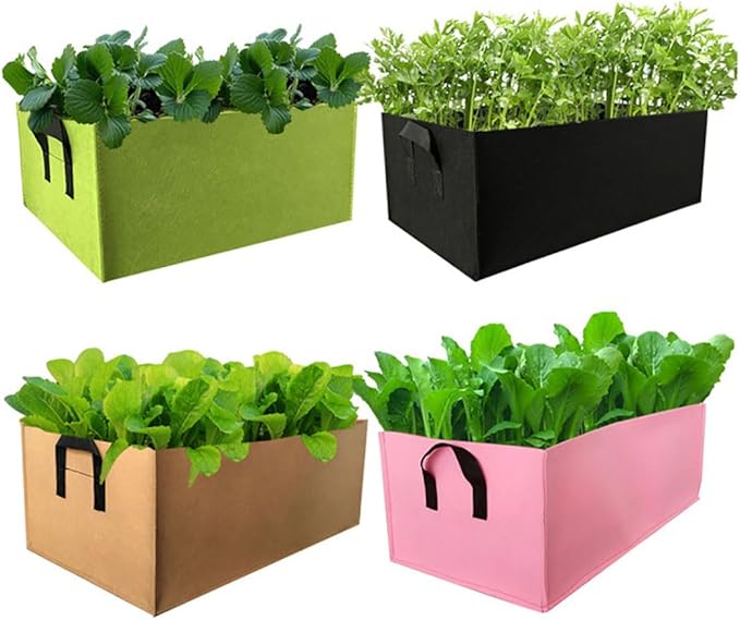 Ulalaza 5PCS Potato Grow Bags with Flap Plant Grow Bags Fabric Multi Ribbon Potato Bag Tomato Vegetable Growth Non-Woven Felt Planting Bag Transparent