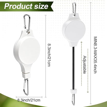 Retractable Plant Hanger with Pulley System, Effortless Raising and Lowering for Indoor and Outdoor Plants, Hanging Planters, Garden Pots & Bird Feeders (4-Pack,White)