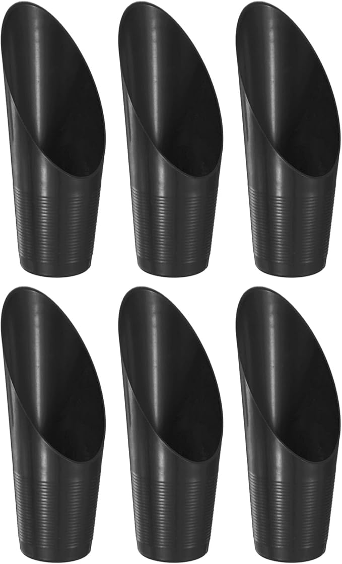 6-Pack Bonsai Soil Scoops, Plastic Garden Soil Scoops Bucket Shovel Potting Scoopers for Transplanting/Flower Planting/Plant Succulent, Colorful Small Gardening Tools [Black]